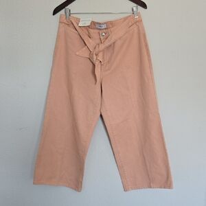 OAT New York Coral Mid Rise Wide Leg Crop Jeans Size 30